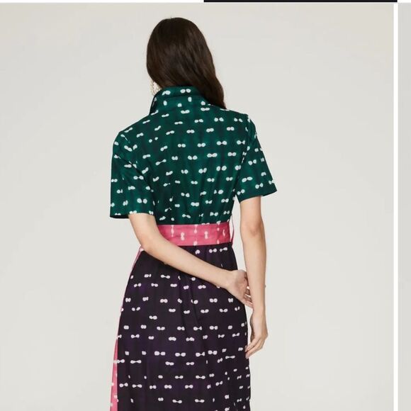 BUSAYO COLLECTIVE | Colorblock Polka Dot Belted Mini Shirt Dress Women’s Size 2 - Picture 2 of 11